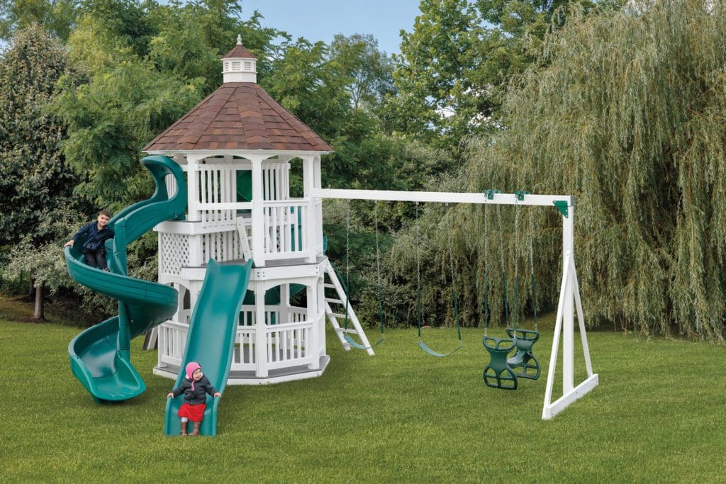 Backyard 2 Slides And Swing Set Green 2 Storey
