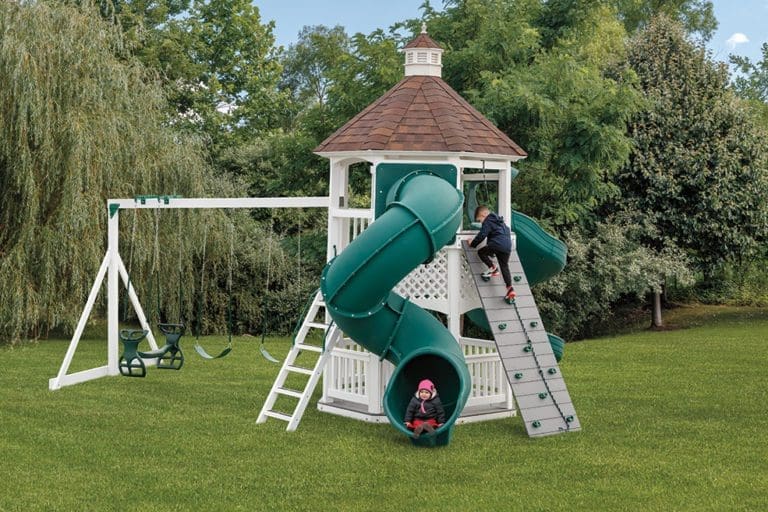 Backyard 2 Slides And Swing Set Green 2 Storey Back