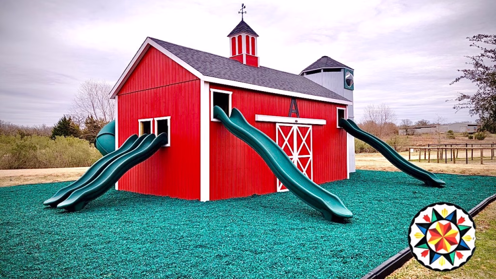 Big Barn and Silo Palyset unveiled at Aggieland Safari for their new kids playground.