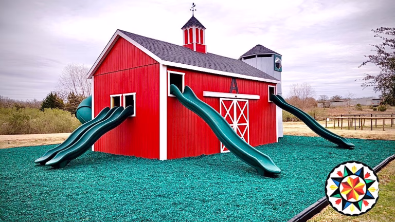 Big Barn and Silo Palyset unveiled at Aggieland Safari for their new kids playground.